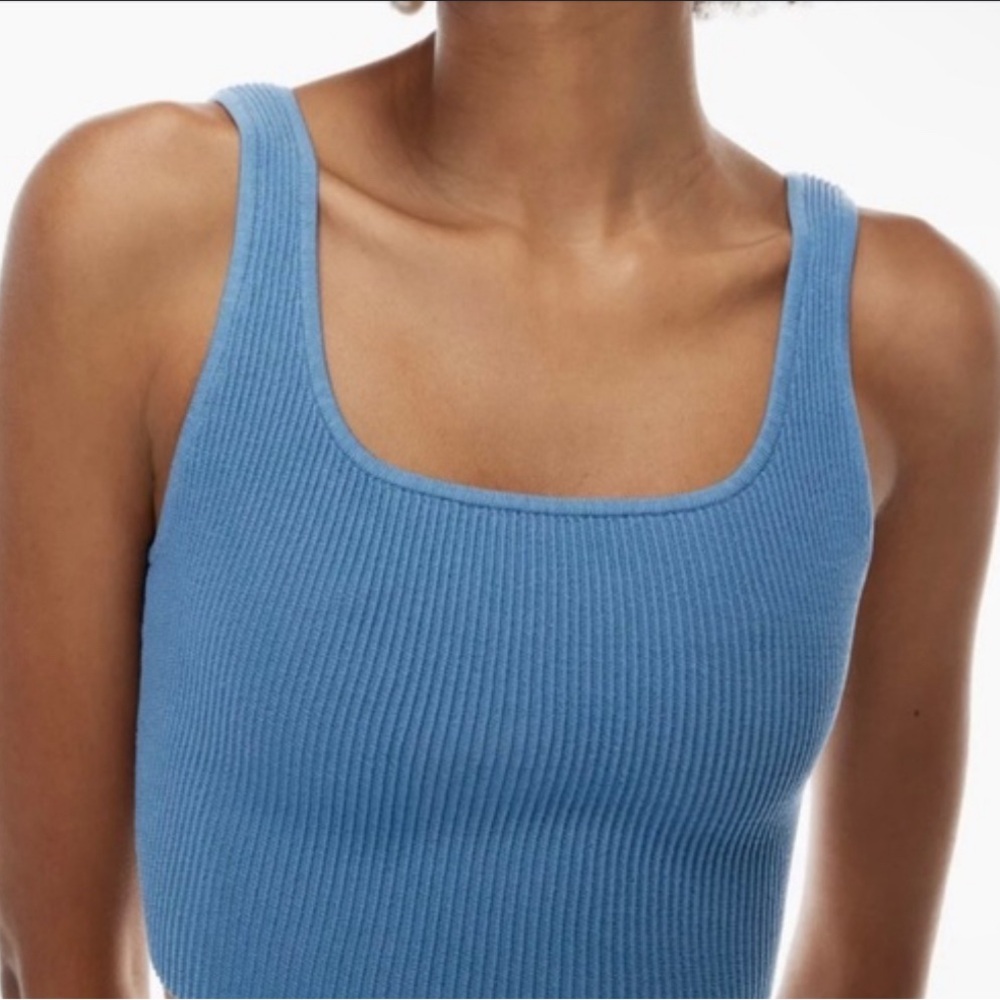 Blue Ribbed Tank Top
